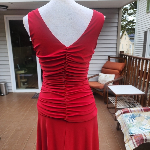 Collection Dressbarn Red Floor Length Sleevesless Strechy Dress size 8 - Picture 8 of 14